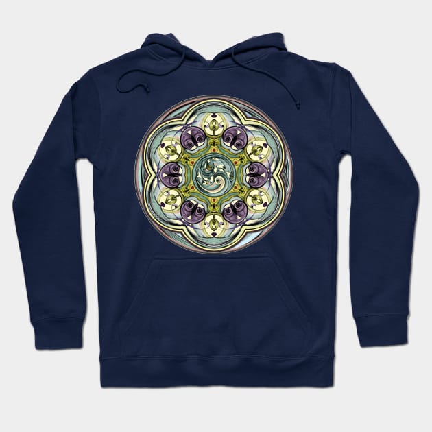 Worlds Within Mandala in Purple and Aqua Hoodie by DISmithArt